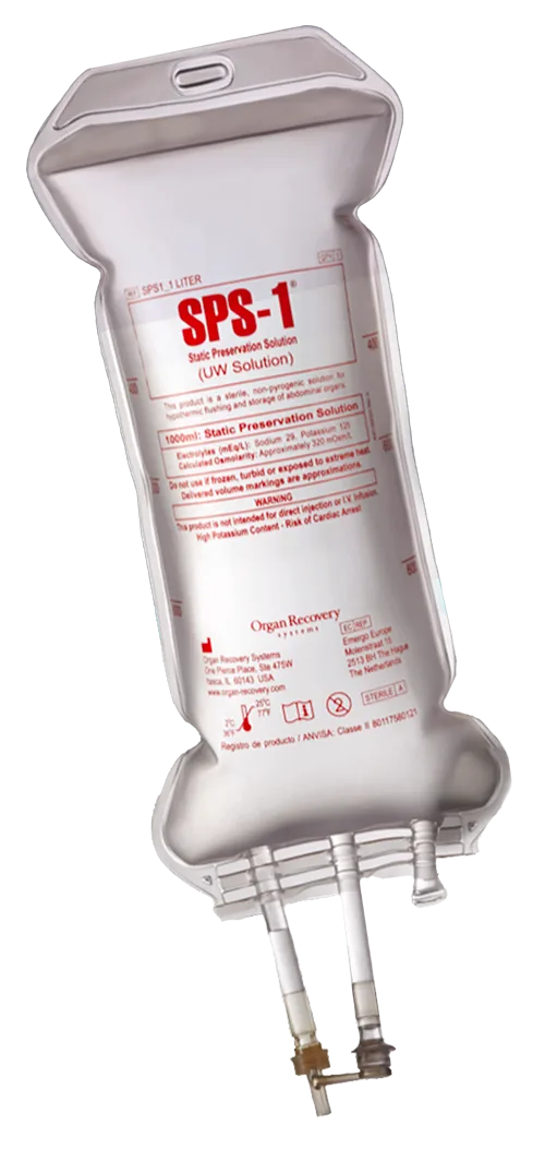 Bolsa de SPS-1® (UW Solution), presentación de 1 litro.
